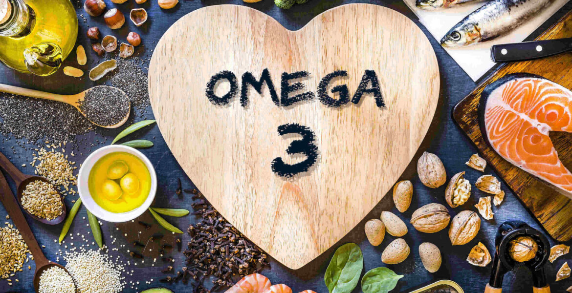 Assortment of food rich in omega-3