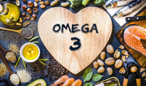 Assortment of food rich in omega-3